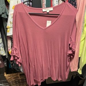 Loft flowy blouse with ruffled sleeves